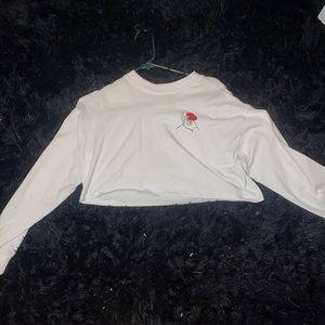 White with rose design crop top